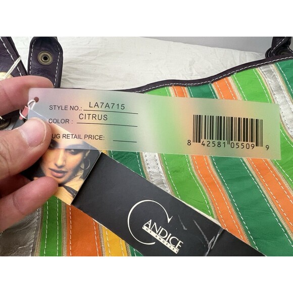 Vintage 90S Y2K‎ Candice Los Angeles Spring Summer Striped Shoulder Bag Purse - Picture 13 of 16